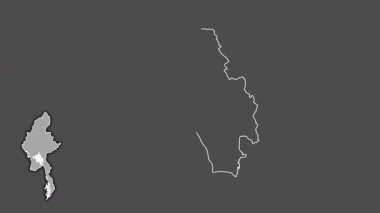 Bago, Myanmar, soyutlanmış ve soyutlanmış. Gri Tonlama