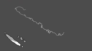 Sud, New Caledonia, boşaltılmış ve izole edilmiş. Gri Tonlama