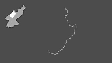 Chagang-do, Kuzey Kore, sürülmüş ve izole edilmiş. Gri Tonlama