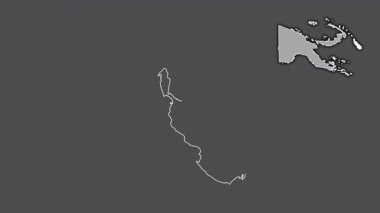 Bougainville, Papua Yeni Gine, boşaltılmış ve izole edilmiş. Gri Tonlama