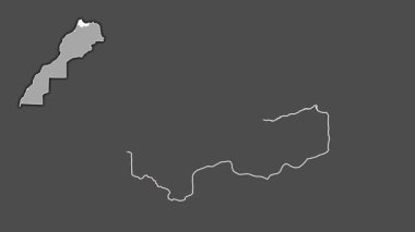 Tanger-Tetouan-Al Hoceima, Fas, çıkarılmış ve izole edilmiş. Gri Tonlama