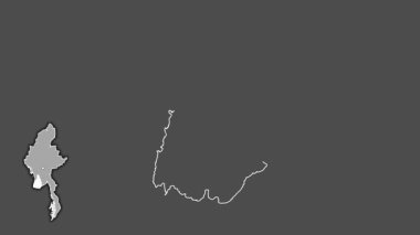 Ayeyarwady, Myanmar, soyutlanmış ve soyutlanmış. Gri Tonlama