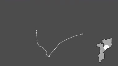 Zambezia, Mozambik, boşaltılmış ve izole edilmiş. Gri Tonlama