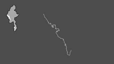 Rakhine, Myanmar, soyutlanmış ve dışlanmış. Gri Tonlama