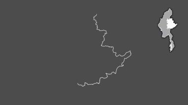 Shan, Myanmar, soyutlanmış ve soyutlanmış. Gri Tonlama