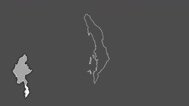 Tanintharyi, Myanmar, soyutlanmış ve soyutlanmış. Gri Tonlama