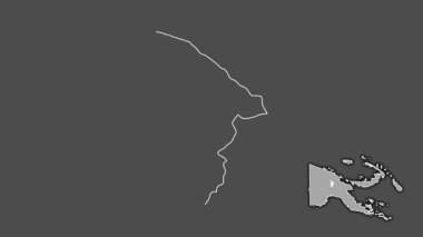 Jiwaka, Papua Yeni Gine, çıkarılmış ve izole edilmiş. Gri Tonlama