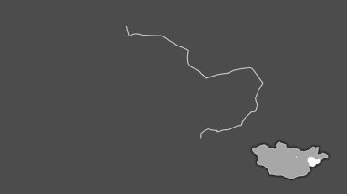 Suhbaatar, Moğolistan, soyutlanmış ve soyutlanmış. Gri Tonlama