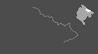 Karadağ 'ın Bijelo Polje kenti, dışlanmış ve izole edilmiş. Gri Tonlama