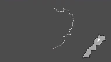 Beni Mellal-Khenifra, Fas, çıkarılmış ve izole edilmiş. Gri Tonlama