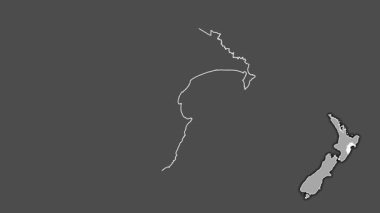 Hawke Körfezi, Yeni Zelanda, boşaltılmış ve izole edilmiş. Gri Tonlama