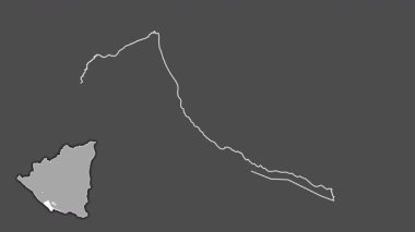 Rivas, Nikaragua, çıkarılmış ve izole edilmiş. Gri Tonlama