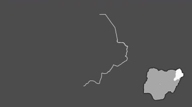 Borno, Nijerya, soyutlanmış ve soyutlanmış. Gri Tonlama