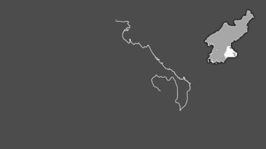 Kangwon-do, Kuzey Kore, dışlanmış ve izole edilmiş. Gri Tonlama