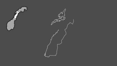 Nordland, Norveç, boşaltılmış ve izole edilmiş. Gri Tonlama