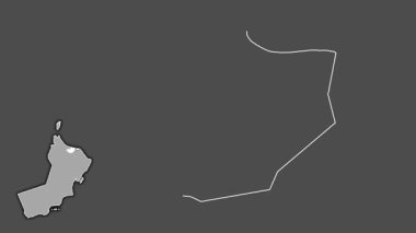 Al Batinah South, Umman, sürüldü ve izole edildi. Gri Tonlama