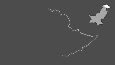 Kuzey bölgeleri, Pakistan, boşaltılmış ve izole edilmiş. Gri Tonlama
