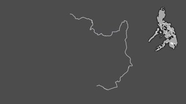 Kuzey Cotabato, Filipinler, boşaltılmış ve izole edilmiş. Gri Tonlama