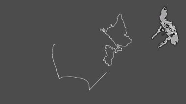 Surigao del Norte, Filipinler, boşaltılmış ve izole edilmiş. Gri Tonlama