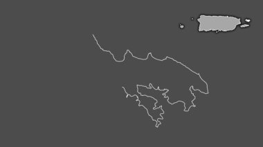 Culebra, Porto Riko, soyutlanmış ve soyutlanmış. Gri Tonlama