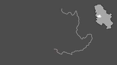 Sırbistan 'ın Kolubarski kenti, sürülmüş ve izole edilmiş. Gri Tonlama