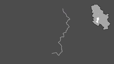 Sırbistan 'ın Moravicki kenti, dışlanmış ve izole edilmiş. Gri Tonlama