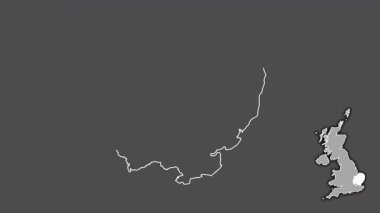 İngiltere 'nin doğusu, Birleşik Krallık, sökülmüş ve izole edilmiş. Gri Tonlama