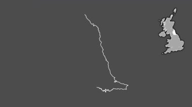 Kuzeydoğu, Birleşik Krallık, çıkarılmış ve izole edilmiş. Gri Tonlama