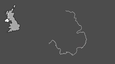 Kuzey İrlanda, Birleşik Krallık, dışlanmış ve izole edilmiş. Gri Tonlama