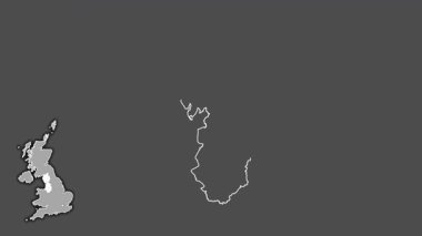 Kuzeybatı, Birleşik Krallık, çıkarılmış ve izole edilmiş. Gri Tonlama