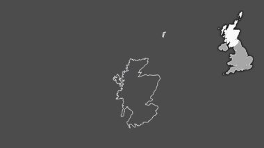 İskoçya, Birleşik Krallık, çıkarılmış ve izole edilmiş. Gri Tonlama