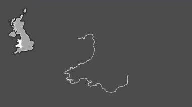 Galler, Birleşik Krallık, çıkarılmış ve izole edilmiş. Gri Tonlama