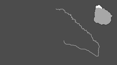 Artigas, Uruguay, çıkarılmış ve izole edilmiş. Gri Tonlama