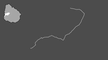 Rio-Negro, Uruguay, çıkarılmış ve izole edilmiş. Gri Tonlama