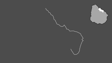 Rivera, Uruguay, çıkarılmış ve izole edilmiş. Gri Tonlama