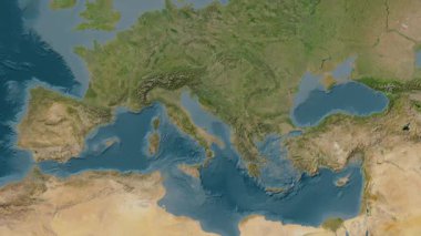 Adriyatik Denizi. Uydu haritası. Patterson Silindiri. Konum