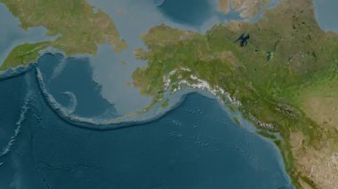 Alaska Körfezi. Uydu haritası. Patterson Silindiri. Konum