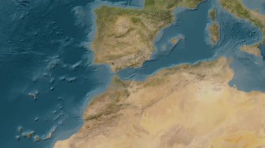 Alboran Denizi. Uydu haritası. Patterson Silindiri. Konum