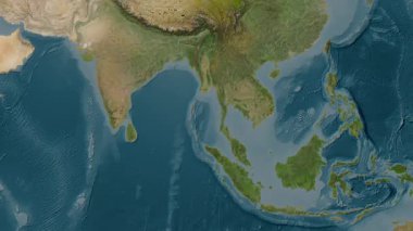 Andaman veya Burma Denizi. Uydu haritası. Patterson Silindiri. Konum