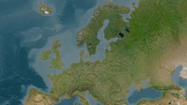 Alt havzalar hariç Baltık Denizi. Uydu haritası. Konum