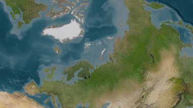 Barents Denizi. Uydu haritası. Patterson Silindiri. Konum