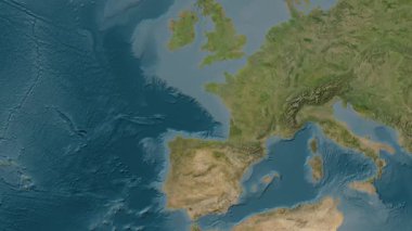 Biscay Körfezi. Uydu haritası. Patterson Silindiri. Konum