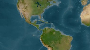 Karayip Denizi. Uydu haritası. Patterson Silindiri. Konum