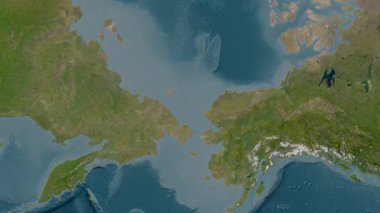 Chukchi Denizi. Uydu haritası. Patterson Silindiri. Konum