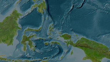 Halmahera Denizi. Uydu haritası. Patterson Silindiri. Konum