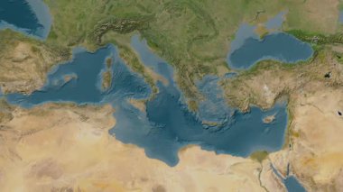 İyon Denizi. Uydu haritası. Patterson Silindiri. Konum