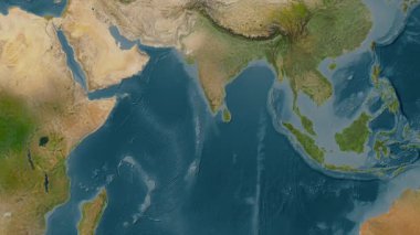 Laccadiv Denizi. Uydu haritası. Patterson Silindiri. Konum