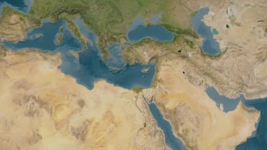 Levantine Denizi. Uydu haritası. Patterson Silindiri. Konum