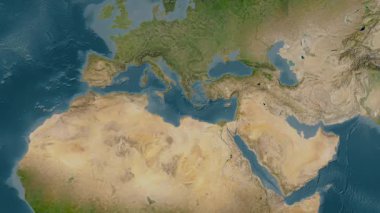 Akdeniz - Doğu Havzası (su altı havzaları olmadan). Uydu haritası