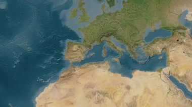 Akdeniz - Batı Havzası (su altı havzaları olmadan). Uydu haritası